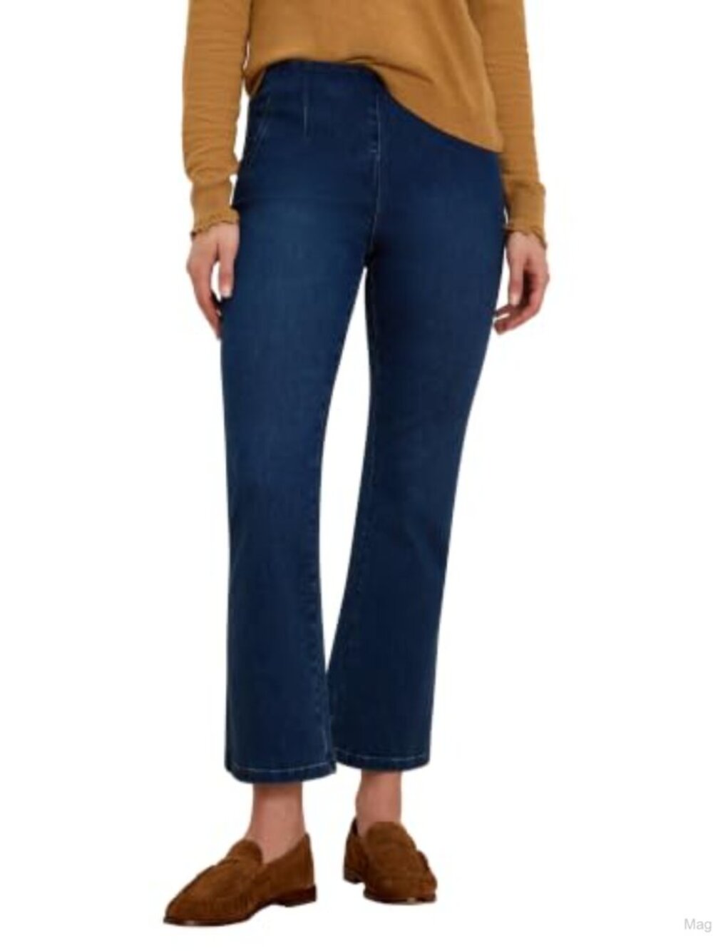 Pull On Bootcut Stretch Denim Jeans Slim Hip Knee Kicked Leg